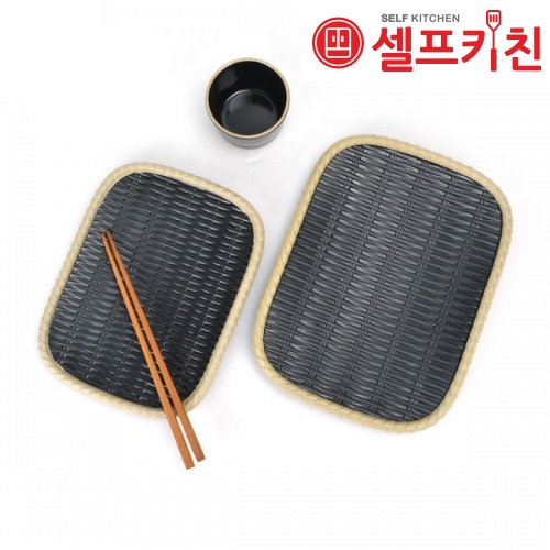 멜라민 직사각채반 앤틱블랙 전접시 그릇 돌산 멜라민 업소용그릇 DS-5430