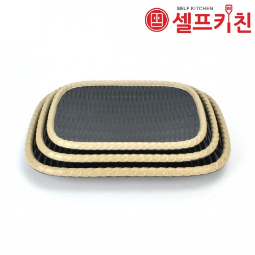 멜라민 직사각채반 앤틱블랙 전접시 그릇 돌산 멜라민 업소용그릇 DS-5430