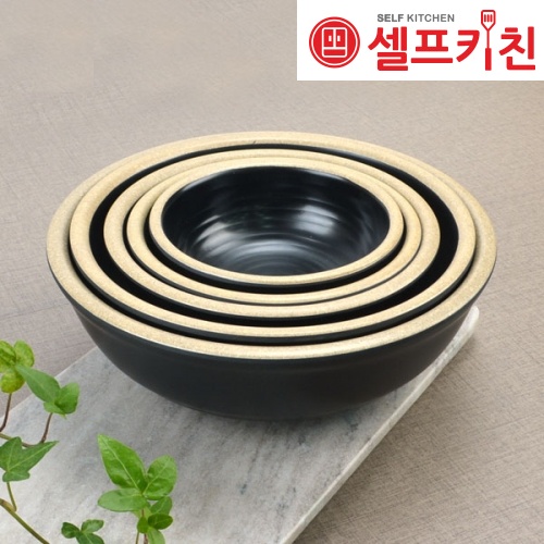 멜라민 앤틱블랙 토기볼 그릇 대접 돌산 멜라민 업소용그릇 DS-6600