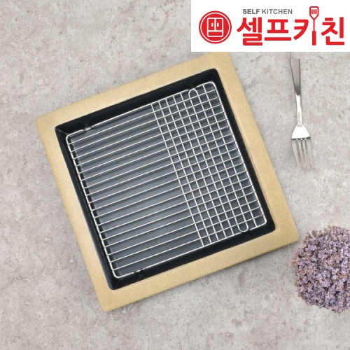 멜라민 앤틱블랙 정사각튀김접시 망 돈까스 돌산 고급접시 업소용그릇 DS-6788