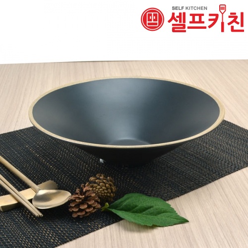 멜라민 앤틱블랙 심플면기 대접 그릇 원형 돌산 업소용그릇 DS-7334