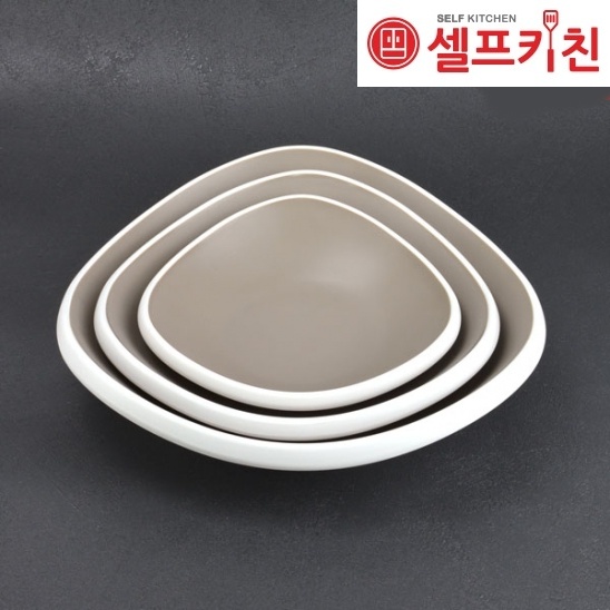 멜라민 삼각소래기 투톤그레이 접시 한정식 고급식기 돌산 업소용그릇 DS-98024